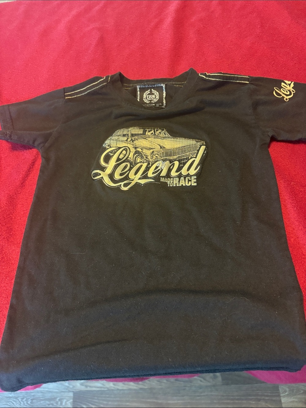 Black 'Legend' Racing Graphic Short-Sleeve Tee for Kids